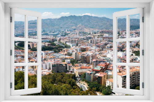Fototapeta Naklejka Na Ścianę Okno 3D - Cityscape panoramic aerial view of Malaga, Spain. Panorama of re