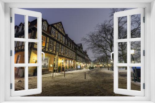 Fototapeta Naklejka Na Ścianę Okno 3D - Street view of old town of Hannover at winter night.