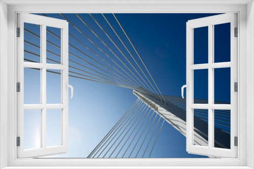 Fototapeta Naklejka Na Ścianę Okno 3D - Wonderful white bridge structure over clear blue sky