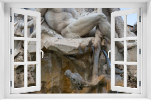 Fototapeta Naklejka Na Ścianę Okno 3D - Fountain of the Four Rivers (Fountain of the Four Rivers) - Piazza Navona - Rome