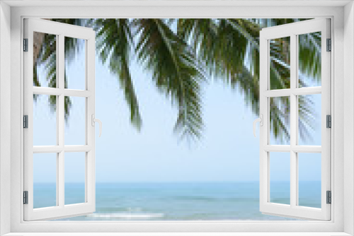 Fototapeta Naklejka Na Ścianę Okno 3D - Tropical beach with coconut palm at summer time