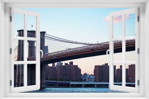 Fototapeta Naklejka Na Ścianę Okno 3D - Il ponte di Brooklyn, New York, skyline, grattacieli