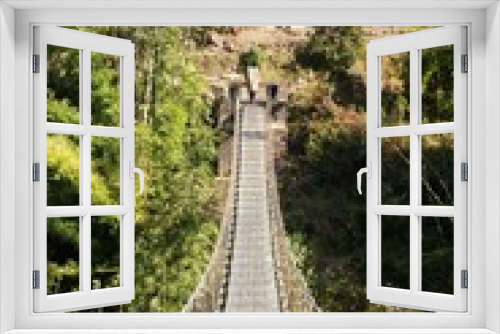 Fototapeta Naklejka Na Ścianę Okno 3D - rope hanging suspension bridge in Nepal