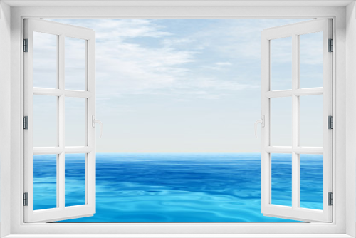 Blue sea or ocean water with sky banner