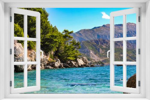Fototapeta Naklejka Na Ścianę Okno 3D - versteckter Kiesstrand an der kroatischen Adria Küste 