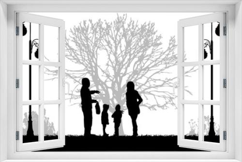 Fototapeta Naklejka Na Ścianę Okno 3D - Family silhouettes in nature.