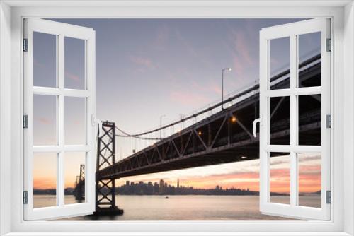 Fototapeta Naklejka Na Ścianę Okno 3D - bay bridge in sunset