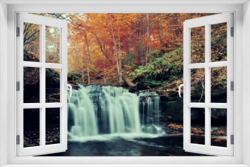 Fototapeta Naklejka Na Ścianę Okno 3D - Autumn waterfalls