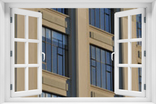 Fototapeta Naklejka Na Ścianę Okno 3D - Pretty Window Design on City Apartment Building