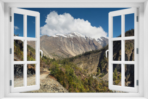 Fototapeta Naklejka Na Ścianę Okno 3D - High mountain peak in valley. Beautiful natural landscape in the summer time