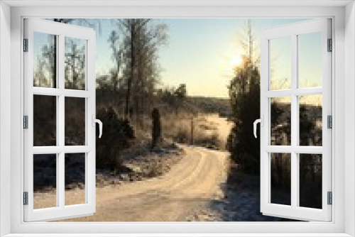 Fototapeta Naklejka Na Ścianę Okno 3D - road countryside in winter