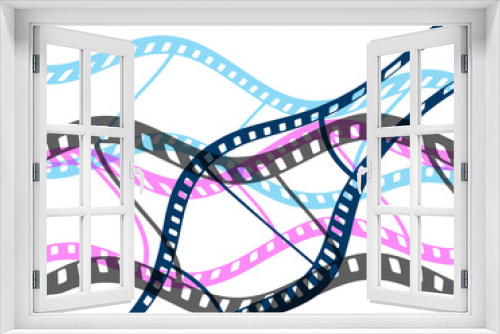 Fototapeta Naklejka Na Ścianę Okno 3D - Abstract Film Reel Filmstrips Background (Image Isolated on White Background)