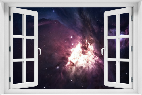 Fototapeta Naklejka Na Ścianę Okno 3D - Nebula and stars in deep space, glowing mysterious universe. Elements of this image furnished by NASA
