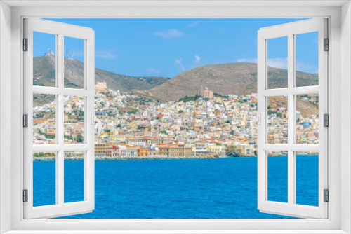 Fototapeta Naklejka Na Ścianę Okno 3D - Panoramic view of Syros Island, Greece, during summer.