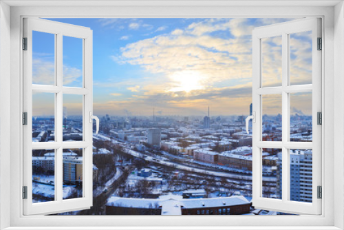 Fototapeta Naklejka Na Ścianę Okno 3D - panorama winter sunset over Yekaterinburg