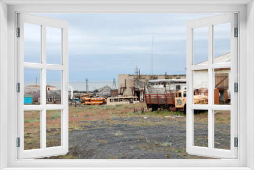 Fototapeta Naklejka Na Ścianę Okno 3D - Abandoned industrial area at Arctic town Pevek