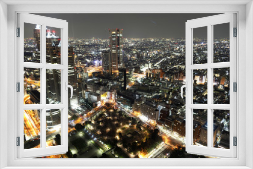 Fototapeta Naklejka Na Ścianę Okno 3D - 新宿西口の夜景