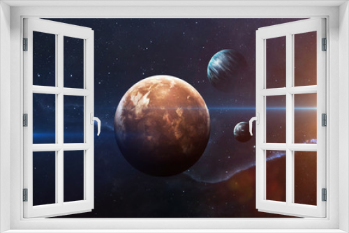 Fototapeta Naklejka Na Ścianę Okno 3D - Planets over the nebulae in space. This image elements furnished by NASA