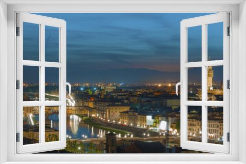 Fototapeta Naklejka Na Ścianę Okno 3D - Florence city during sunset. Panoramic view to the river Arno