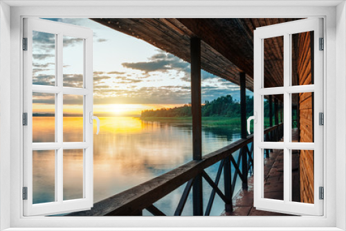 Fototapeta Naklejka Na Ścianę Okno 3D - sunset on a peaceful lake