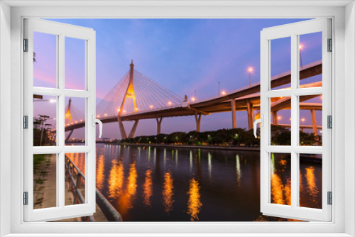 Fototapeta Naklejka Na Ścianę Okno 3D - Bhumibol Bridge at dawn in Bangkok