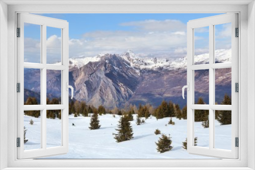 Fototapeta Naklejka Na Ścianę Okno 3D - French Alps winter in Valloire
