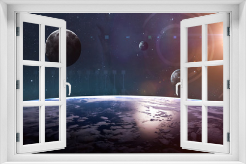 Fototapeta Naklejka Na Ścianę Okno 3D - Planets over the nebulae in space. This image elements furnished by NASA