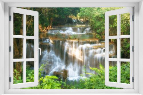 Fototapeta Naklejka Na Ścianę Okno 3D - Huay Mae Kamin Waterfall, beautiful waterfall in rainforest, Kan