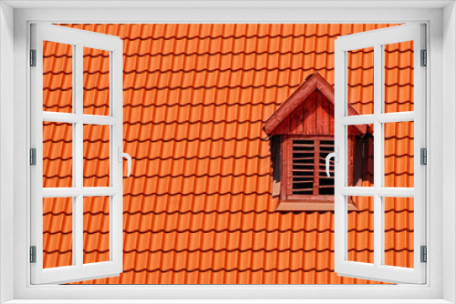 Fototapeta Naklejka Na Ścianę Okno 3D - Orange roof tile in carpathians castle