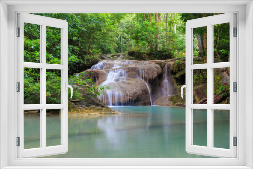 Fototapeta Naklejka Na Ścianę Okno 3D - Waterfall erawan