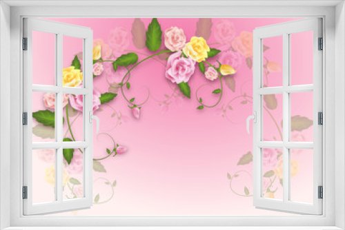 Fototapeta Naklejka Na Ścianę Okno 3D - Light pink Background with roses