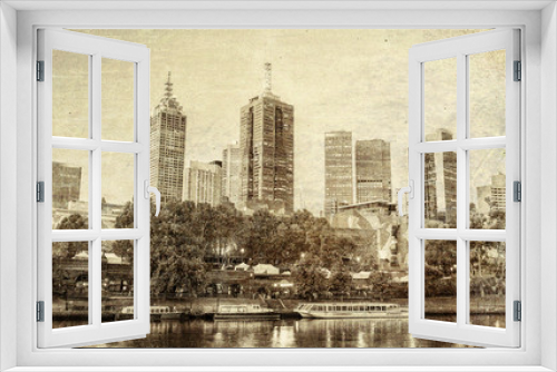 Fototapeta Naklejka Na Ścianę Okno 3D - Vintage panorama of Melbourne, Australia