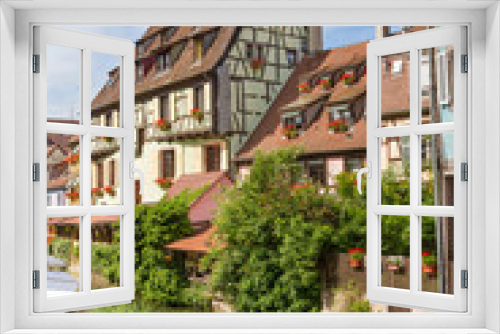 Fototapeta Naklejka Na Ścianę Okno 3D - Colmar, Petit Venice, water canal and timbered houses. Alsace, France.