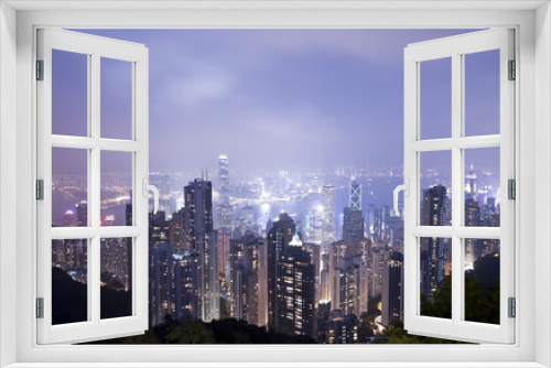 Fototapeta Naklejka Na Ścianę Okno 3D - The skyline of Hong Kong is considered one of the best in the world, with the surrounding mountains and Victoria Harbour complementing the skyscrapers