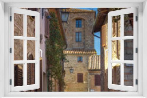 Fototapeta Naklejka Na Ścianę Okno 3D - Streets of tiny ancient town in Tuscany, Contignano.