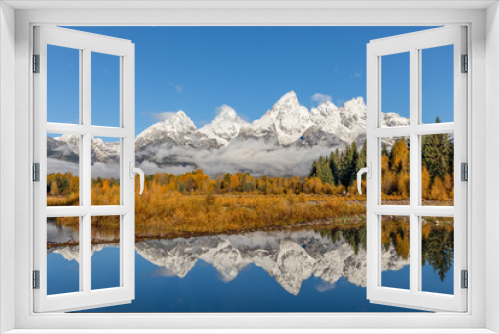 Fototapeta Naklejka Na Ścianę Okno 3D - Autumn Teton Reflections