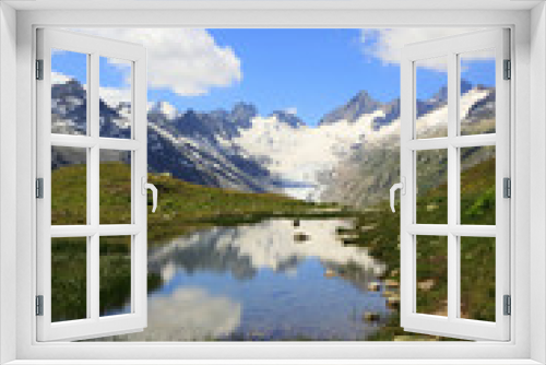 Fototapeta Naklejka Na Ścianę Okno 3D - Bergsee mit Oberaarhorn