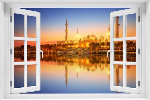 Fototapeta Naklejka Na Ścianę Okno 3D - Sheikh Zayed Grand Mosque at dusk, Abu-Dhabi
