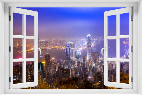 Fototapeta Naklejka Na Ścianę Okno 3D - Hongkong skyline from victoria peak