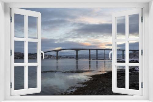 Fototapeta Naklejka Na Ścianę Okno 3D - Gisund-Bridge in Finnsnes in Troms county, Norway, Scandinavia