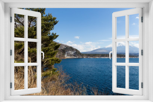 Fototapeta Naklejka Na Ścianę Okno 3D - Fujisan and lake motosu