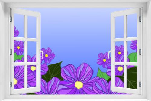 Fototapeta Naklejka Na Ścianę Okno 3D - Abstract flowers on a blue background