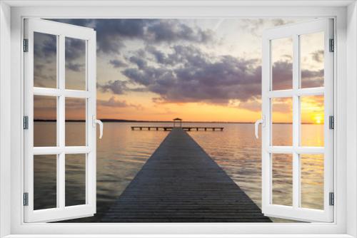 Fototapeta Naklejka Na Ścianę Okno 3D - Piękny,wielobarwny zachód słońca nad jeziorem