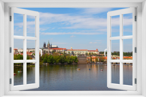 Fototapeta Naklejka Na Ścianę Okno 3D - View of Charles Bridge and Prague Castle from the river Vltava, Czech Republic