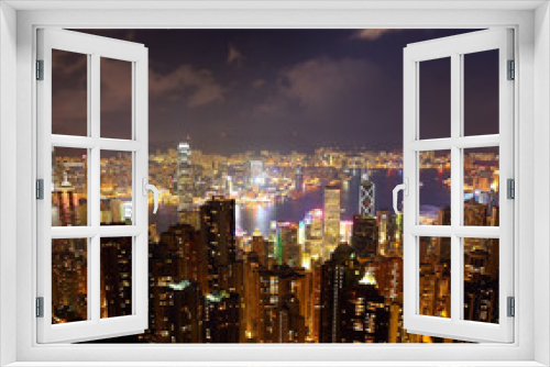 Fototapeta Naklejka Na Ścianę Okno 3D - Hong Kong at night from Victoria Peak