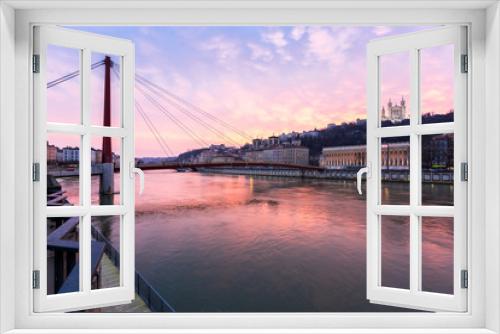 Fototapeta Naklejka Na Ścianę Okno 3D - Lyon Saone river Fourviere Notre-Dame