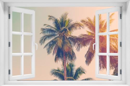 Fototapeta Naklejka Na Ścianę Okno 3D - Coconut palm tree with vintage effect.
