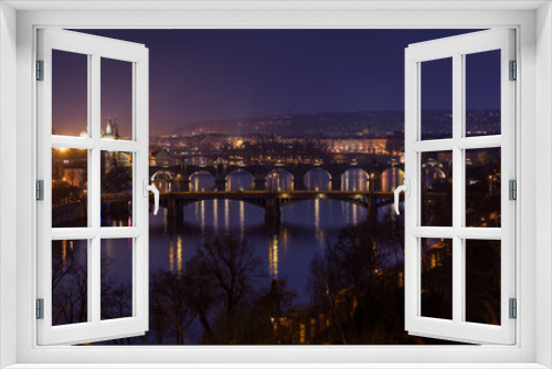 Panoramic view of bridges on Vltava, Prague