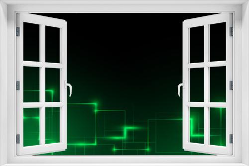 Fototapeta Naklejka Na Ścianę Okno 3D - Green Futuristic Abstract Background - Neon Glowing Illustration, Vector