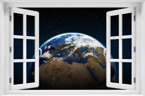 Fototapeta Naklejka Na Ścianę Okno 3D - Planet earth from space with clouds europe africa and middle east